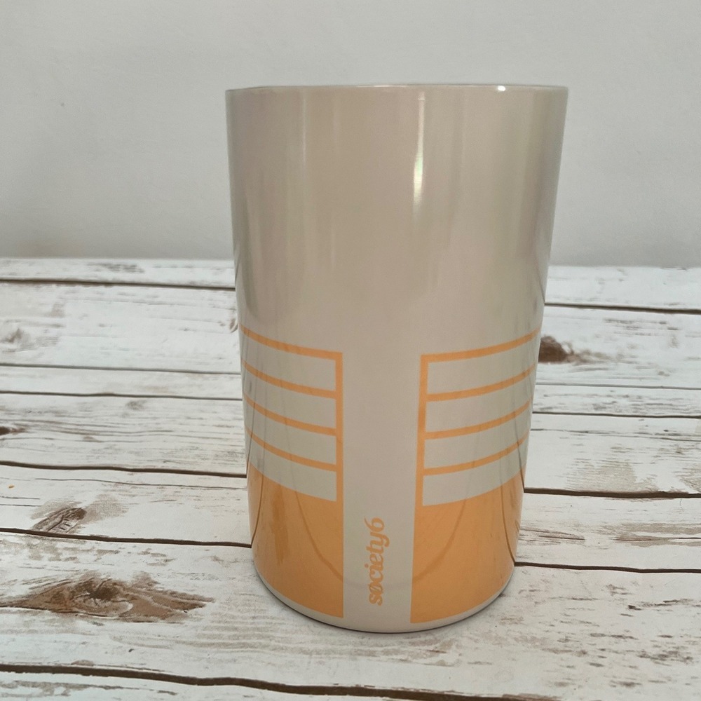 Society6 Wine Chiller Orange Cream Geometric Wave Stainless Steel NIB 7.6in H